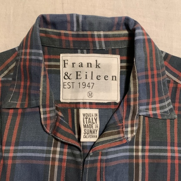 Frank & Eileen Women’s Barry Blue & Orange Plaid Blouse Size Medium Made in USA - Picture 8 of 15